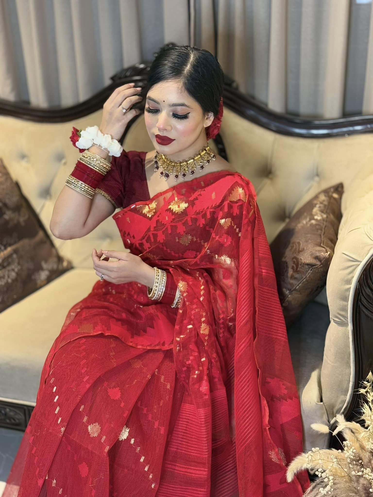 ৬০ কাউন্ট সুতার অরিজিনাল জামদানি শাড়ি। DJS-14