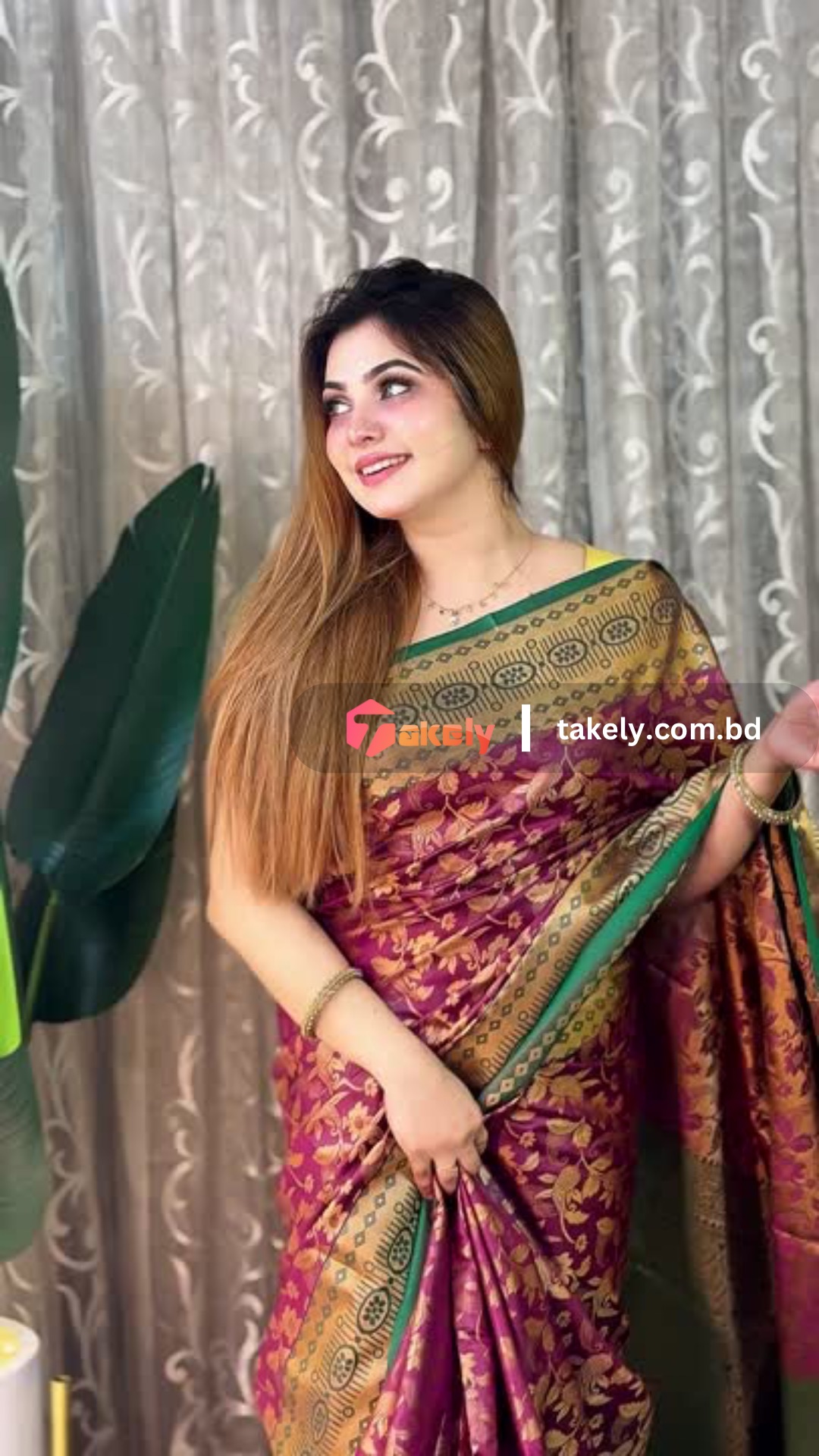 প্রিমিয়াম সিল্ক কাতান শাড়ি ব্লাউজ পিস সহ। PKS-09