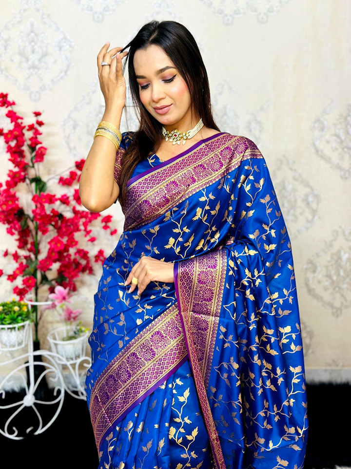 সফ্ট সিল্ক কাতান শাড়ি ব্লাউজ পিস সহ। PKS-14