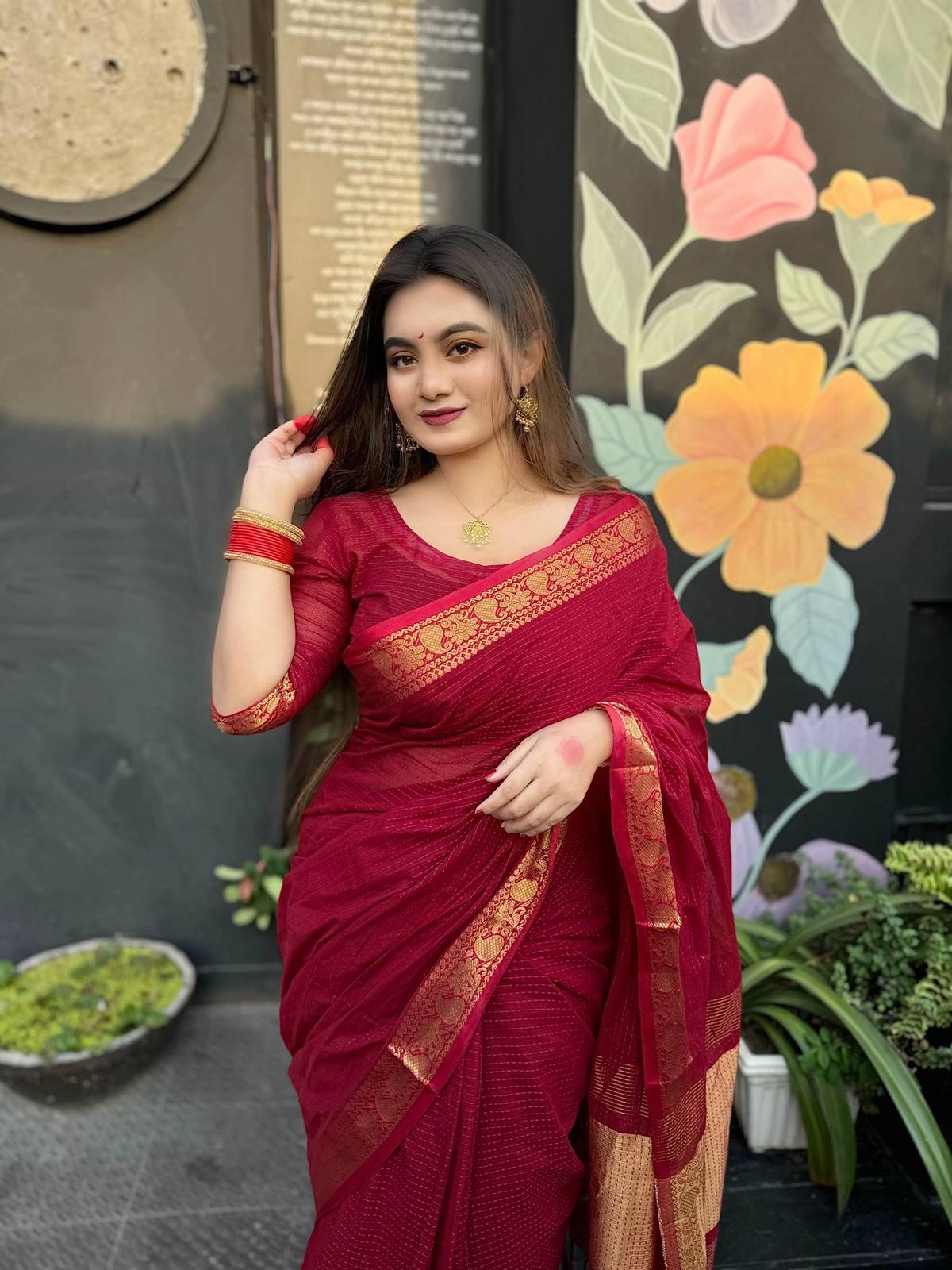 অরিজিনাল টেকলী সুতি শাড়ি।CS-30