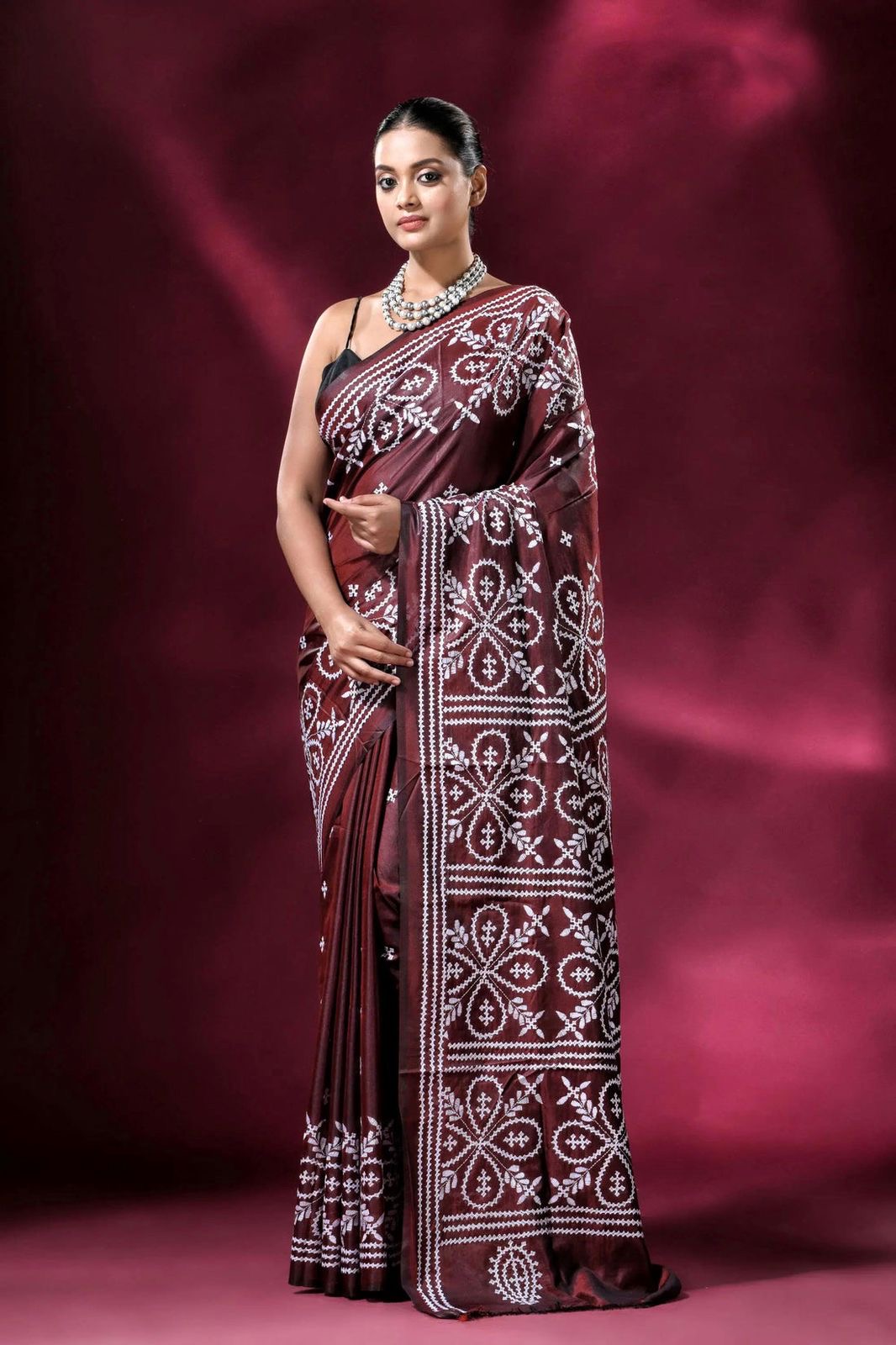 Kantha Stitch Design Digital Print Saree | DG-201