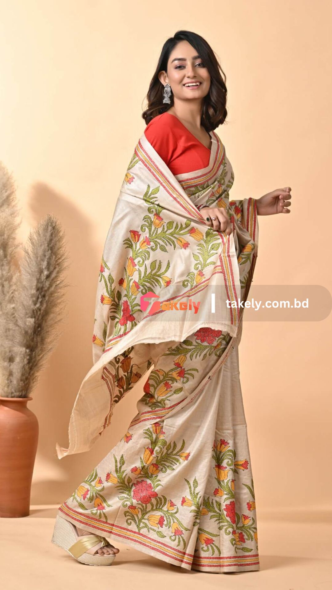 Kantha Stitch Design Digital Print Saree | DG-203