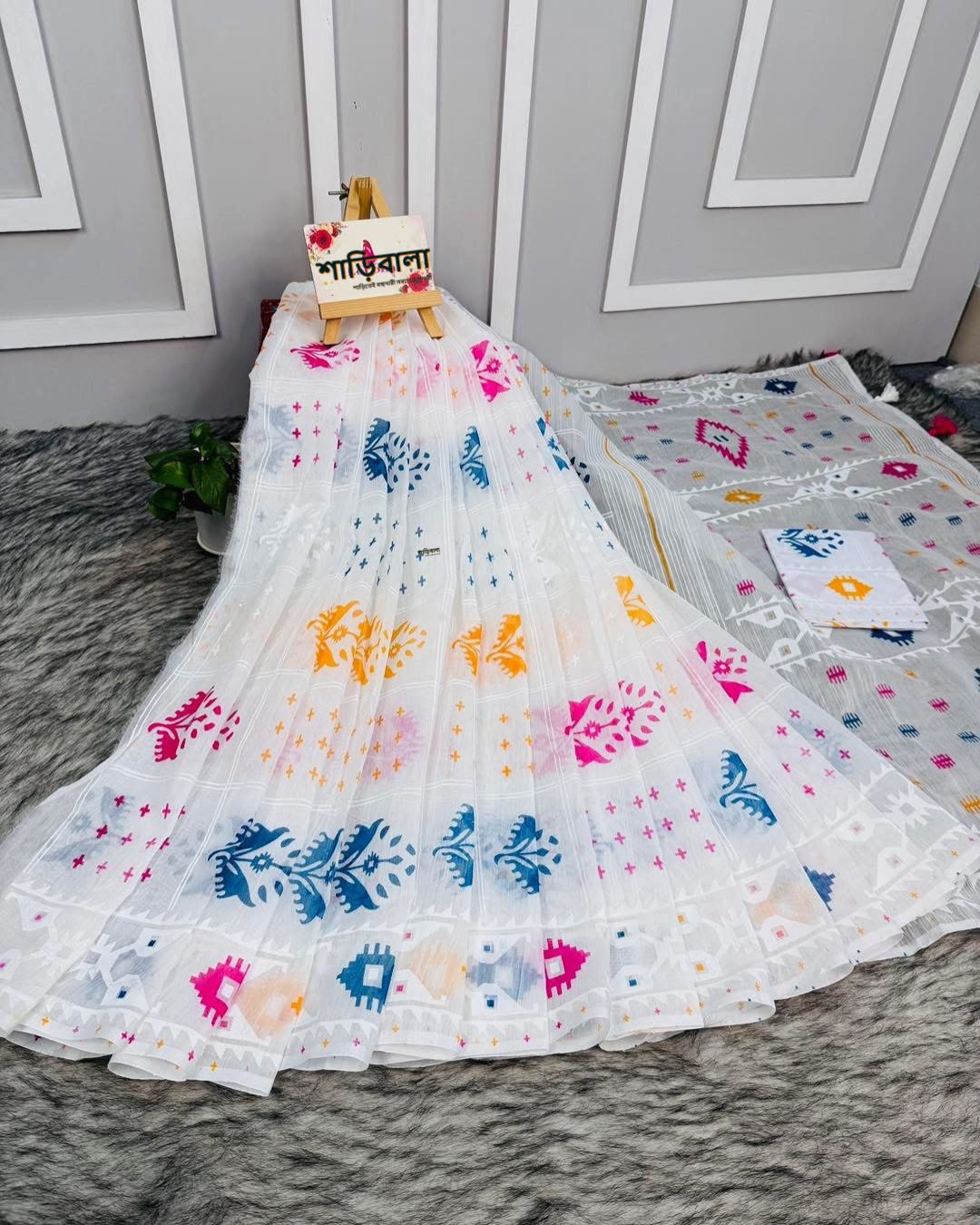 Half Silk Screen Print Saree With Blouse Piece | SPS-103