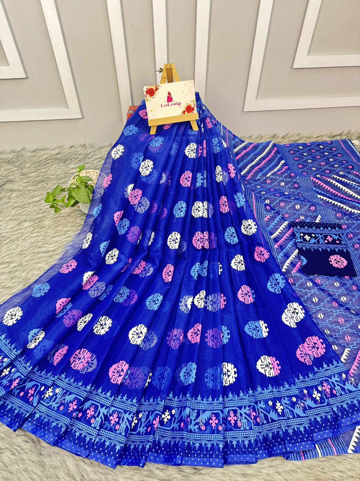 Half Silk Screen Print Saree With Blouse Piece | SPS-107