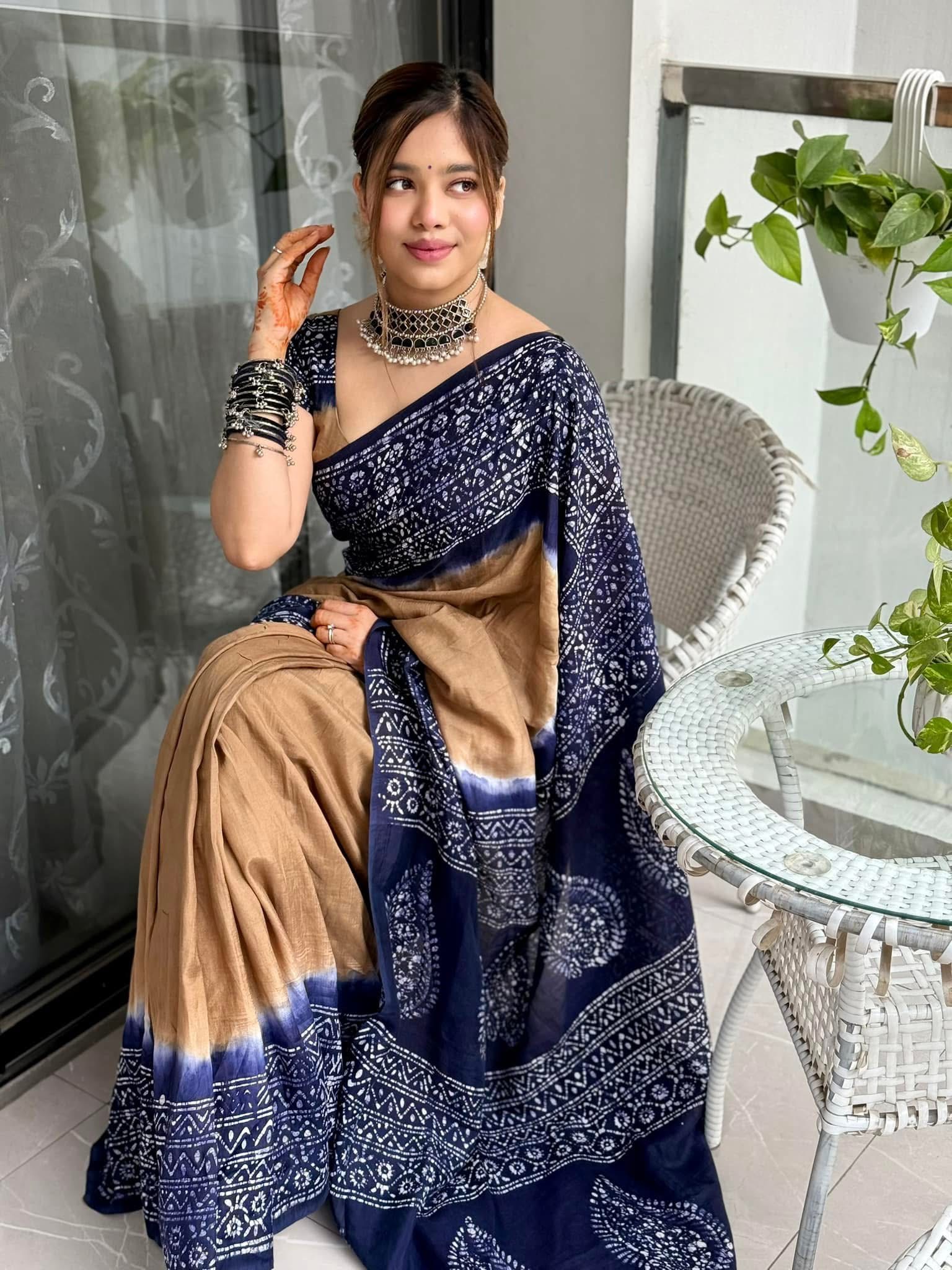 New Batik Design Digital Printed Saree With Blouse Piece | BDS-04