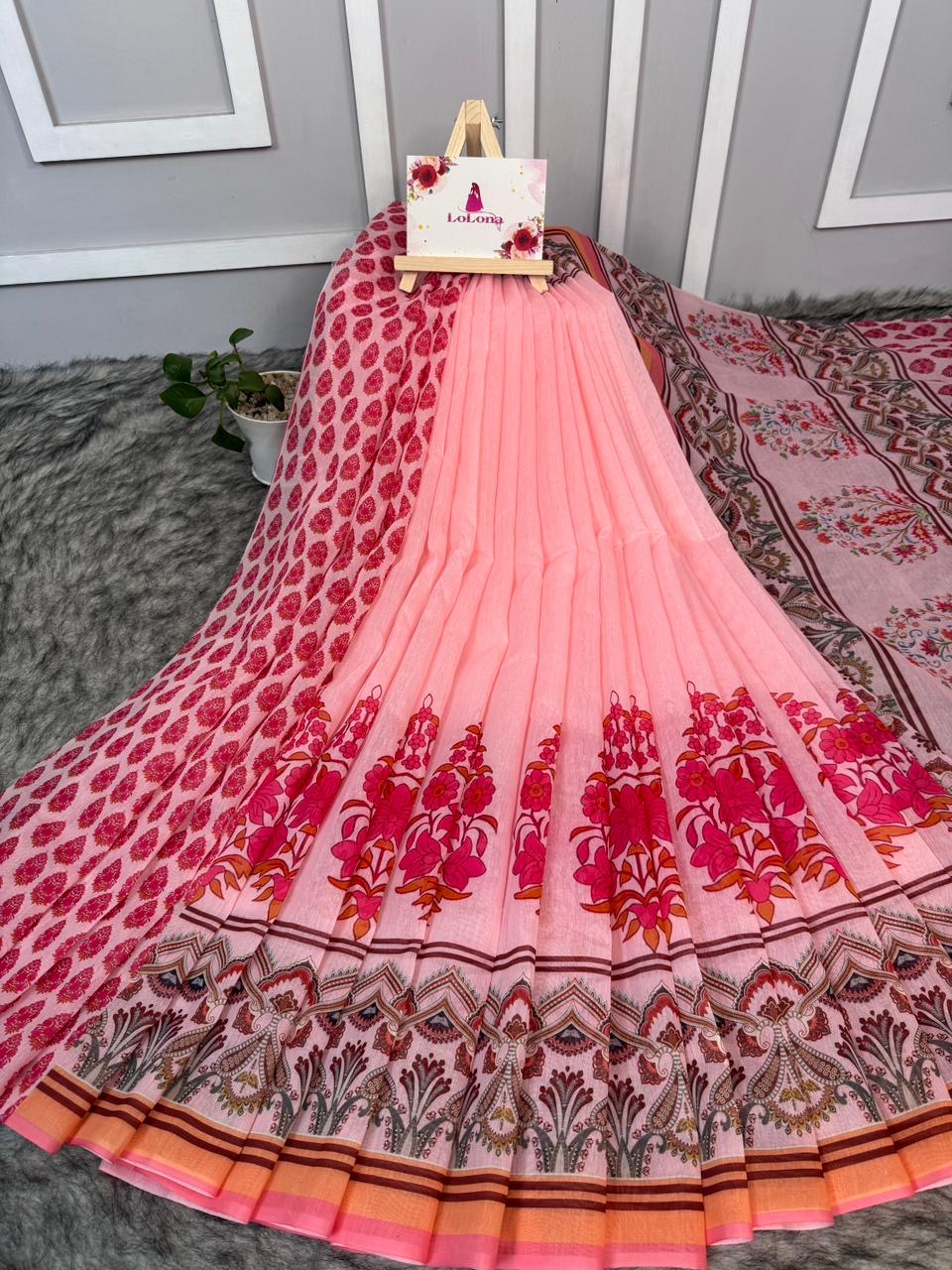 Semi Moslin Silk Digital Printed Saree With Blouse Piece | BDS-21