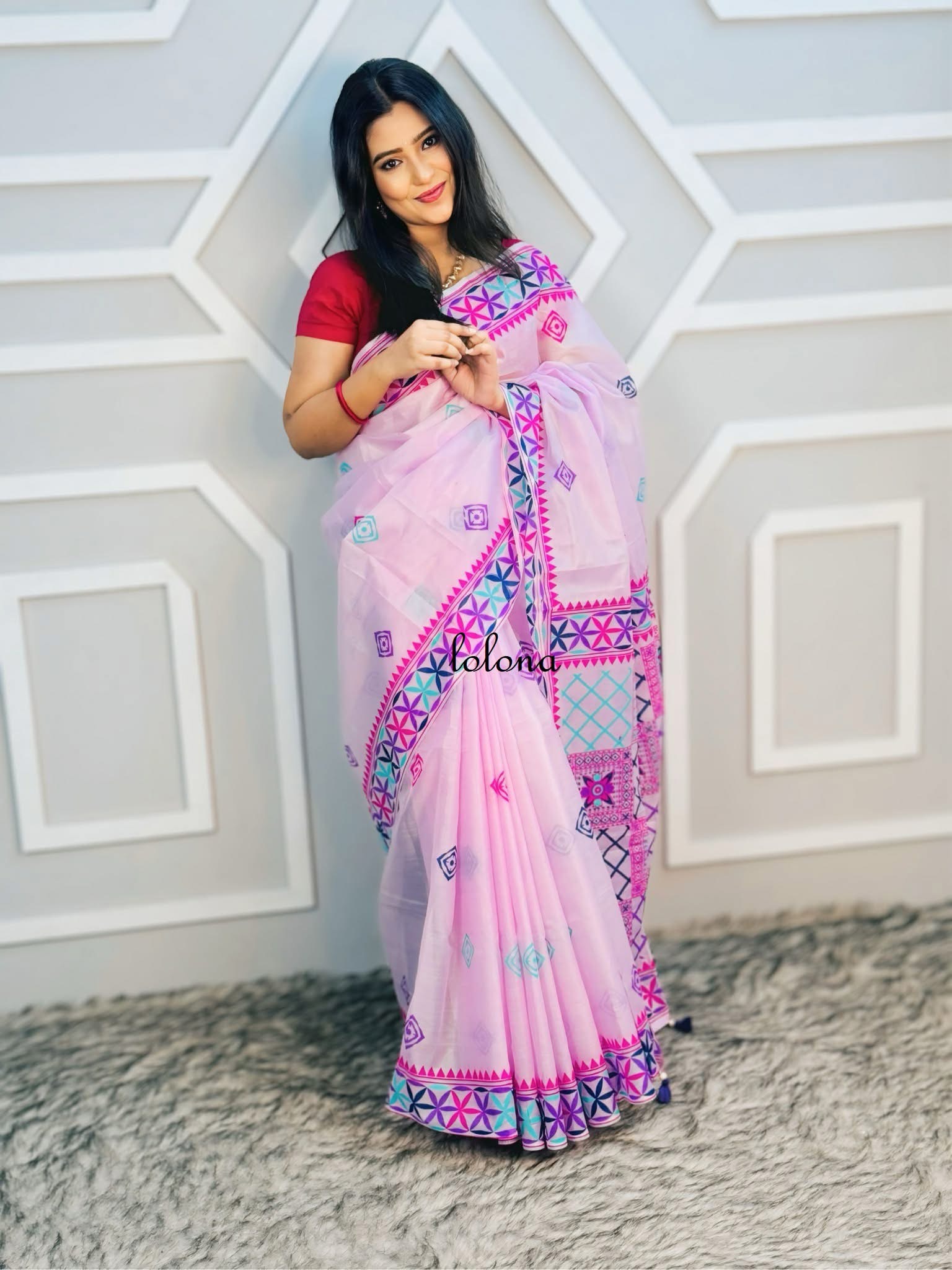 Semi Organza Silk Digital Printed Saree With Blouse Piece | BDS-25