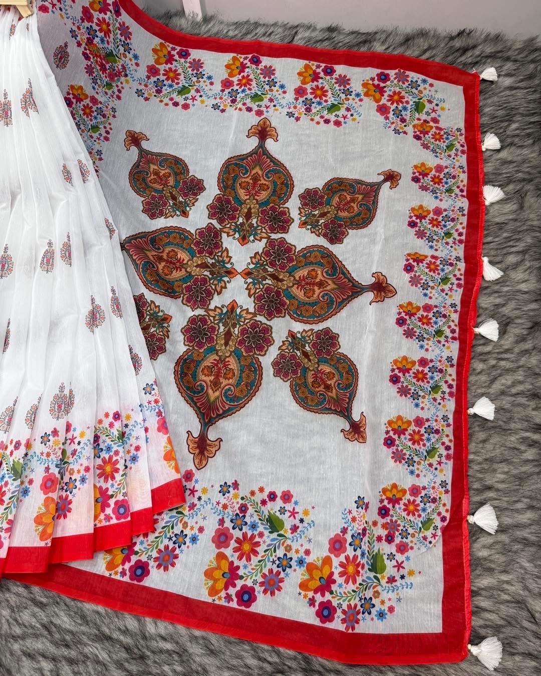 Semi Moslin Silk Digital Printed Saree With Blouse Piece | BDS-30