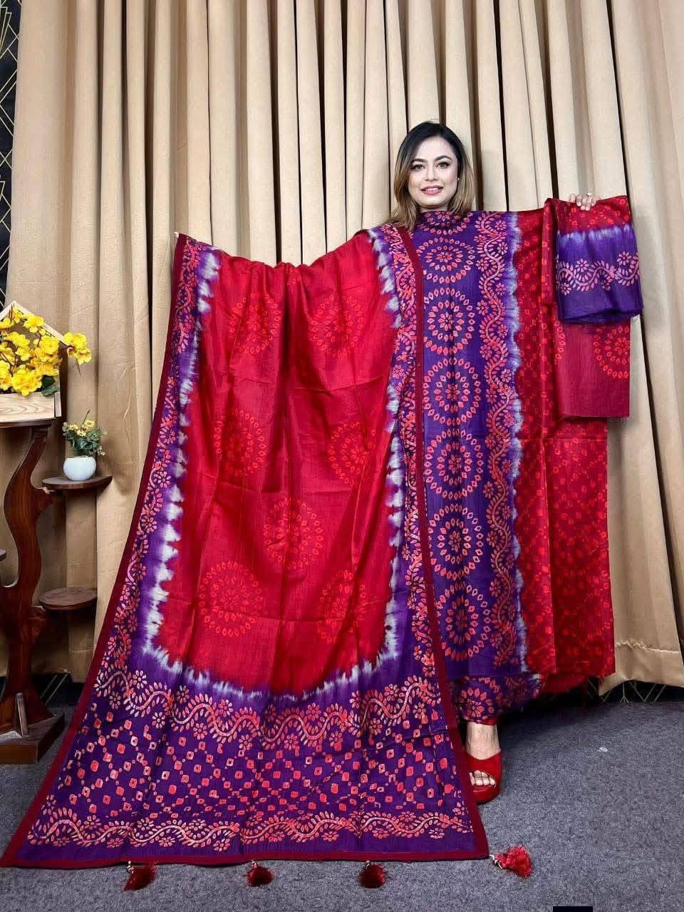 Tye Dye Batik Unstitch Three Piece | TDB-05