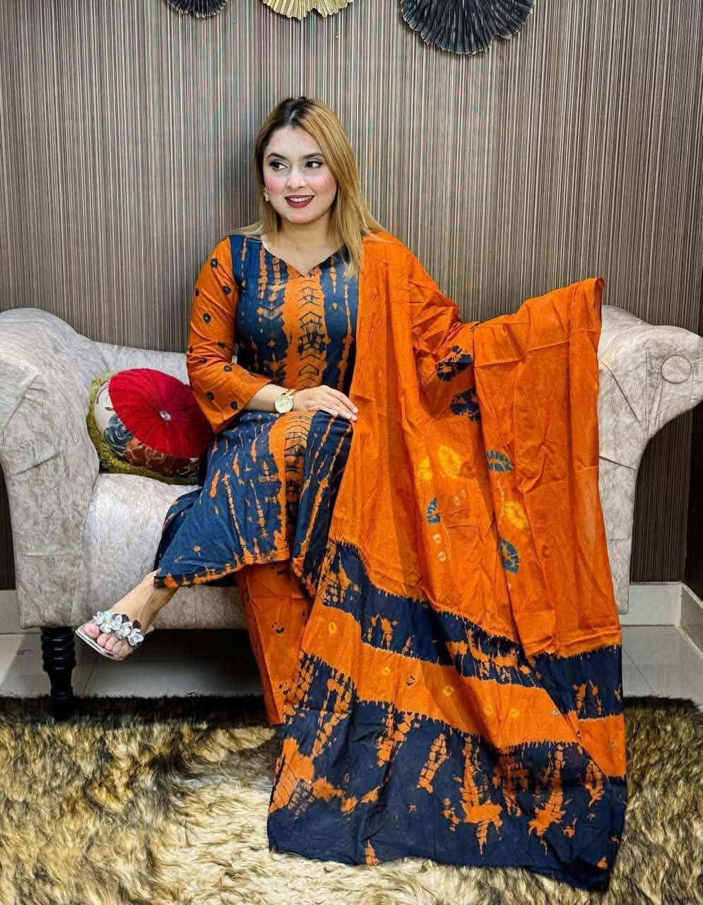 Tye Dye Batik Unstitch Three Piece | TDB-08