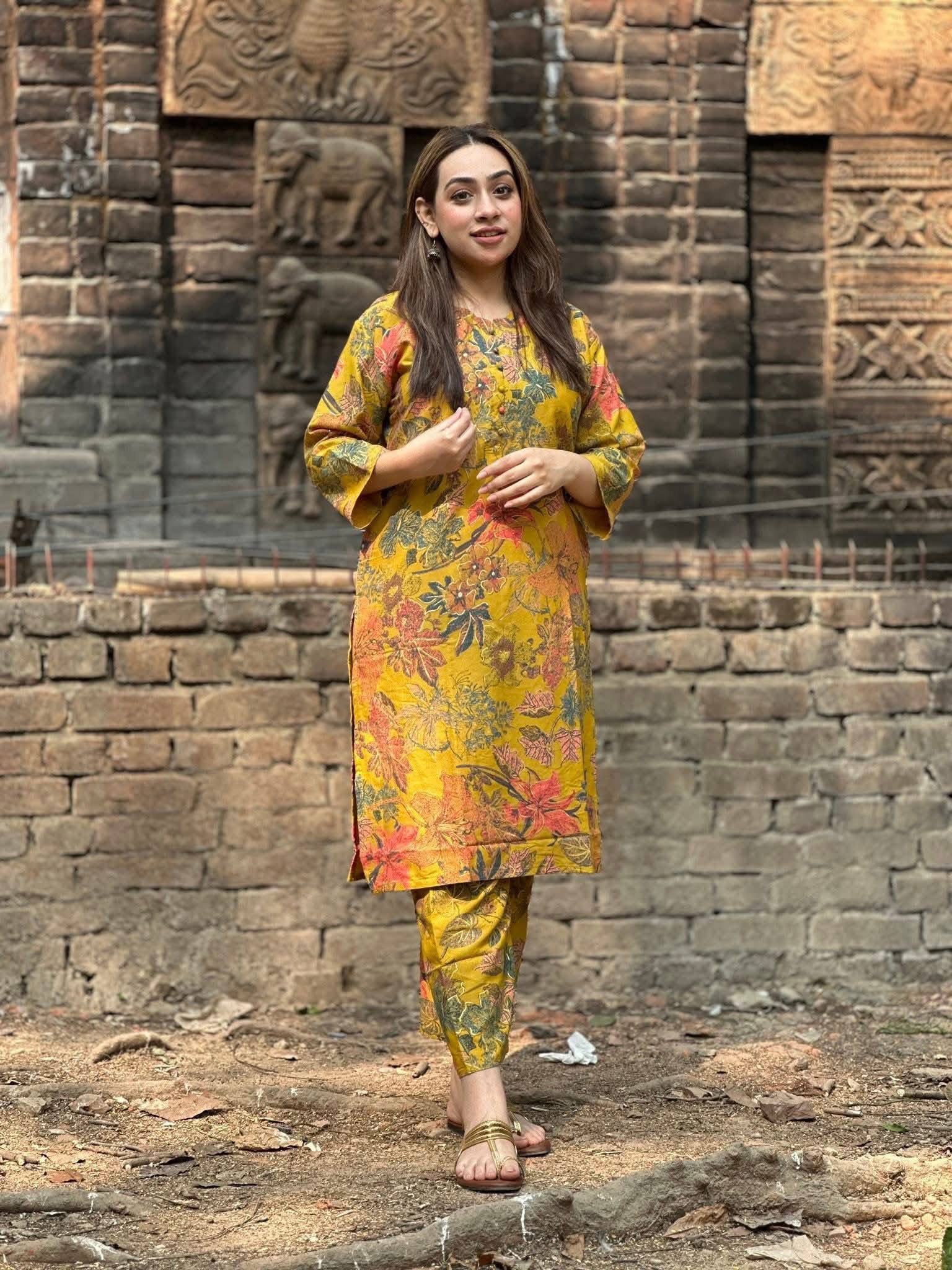 Maisha Gold Cotton Readymade Two Piece | DPD-05