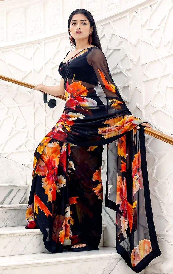 Georgette Printed Saree With Blouse Piece | GPS-03