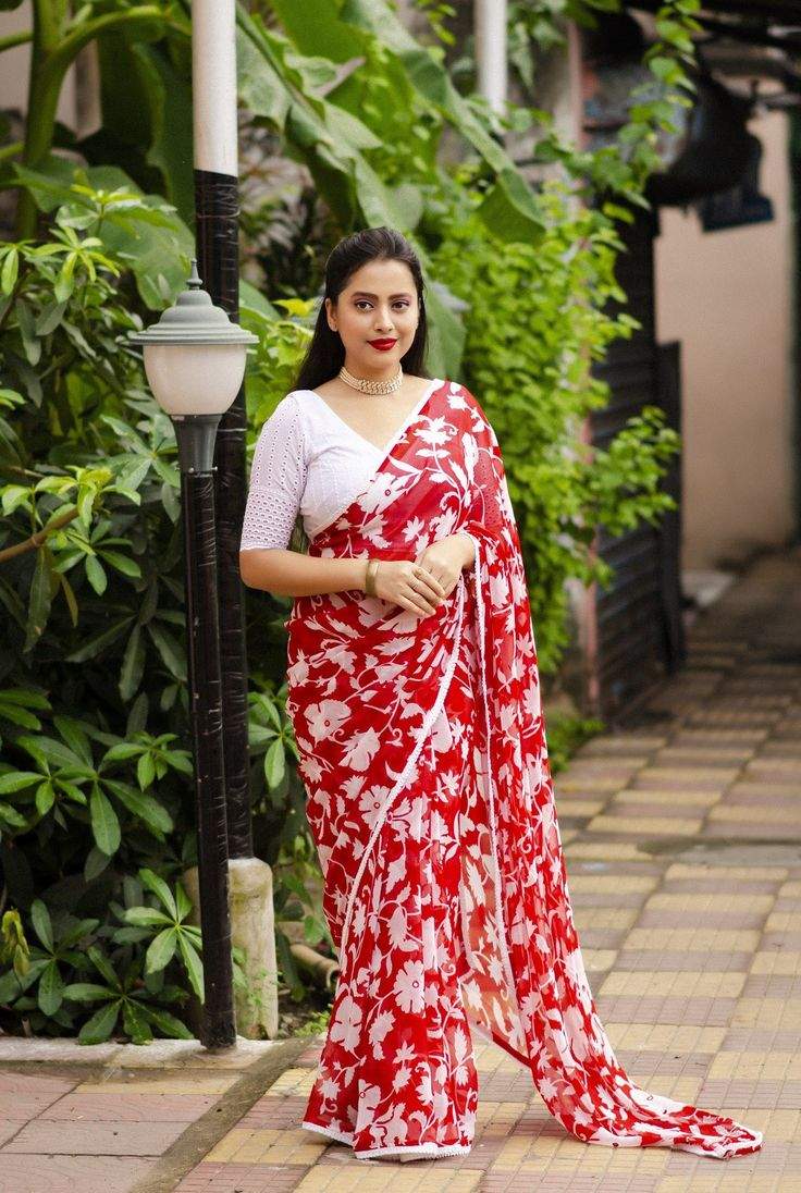 Georgette Printed Saree With Blouse Piece | GPS-04