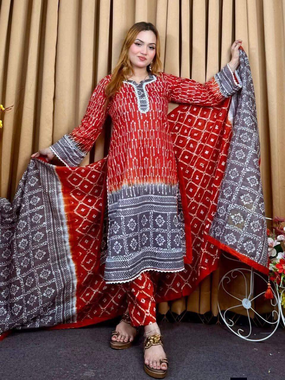 Tye Dye Batik Unstitch Three Piece |