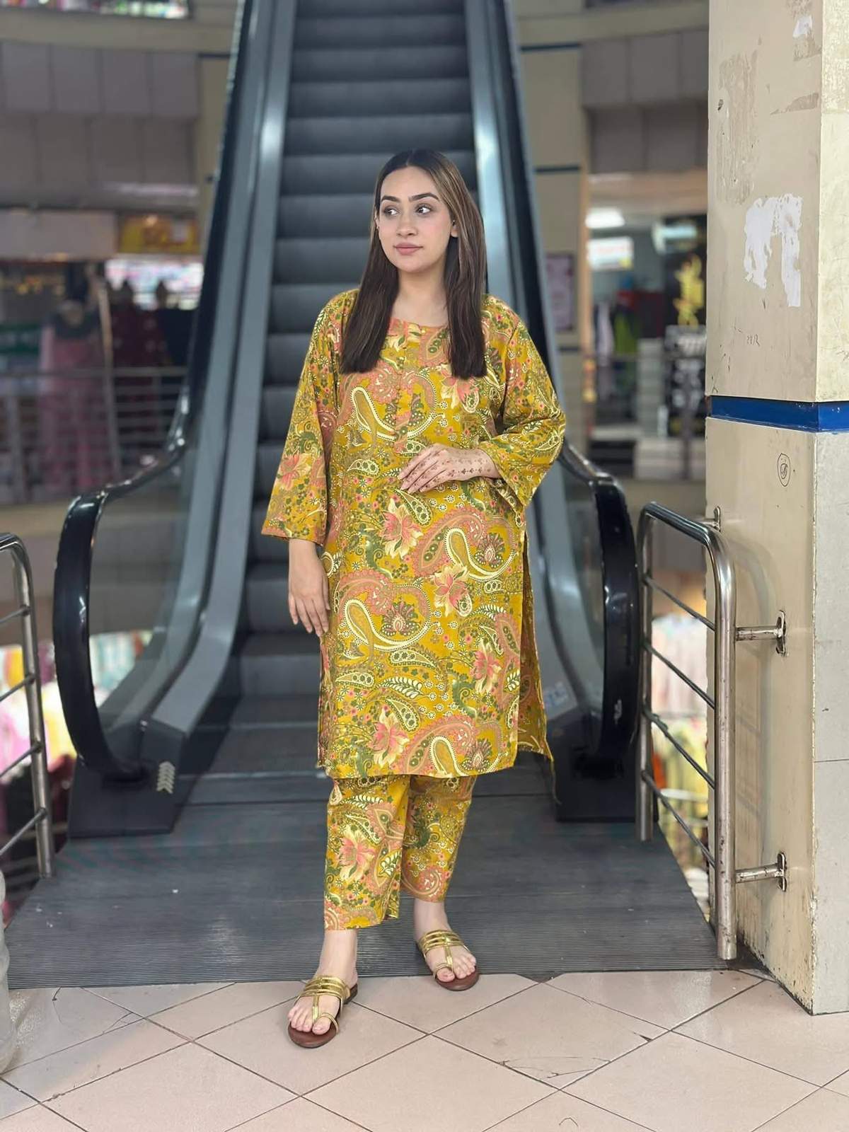 Maisha Gold Cotton Readymade Two Piece