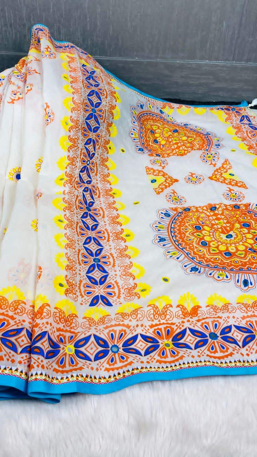 Tangail Mixed Cotton Handblock Saree | TBSS-01